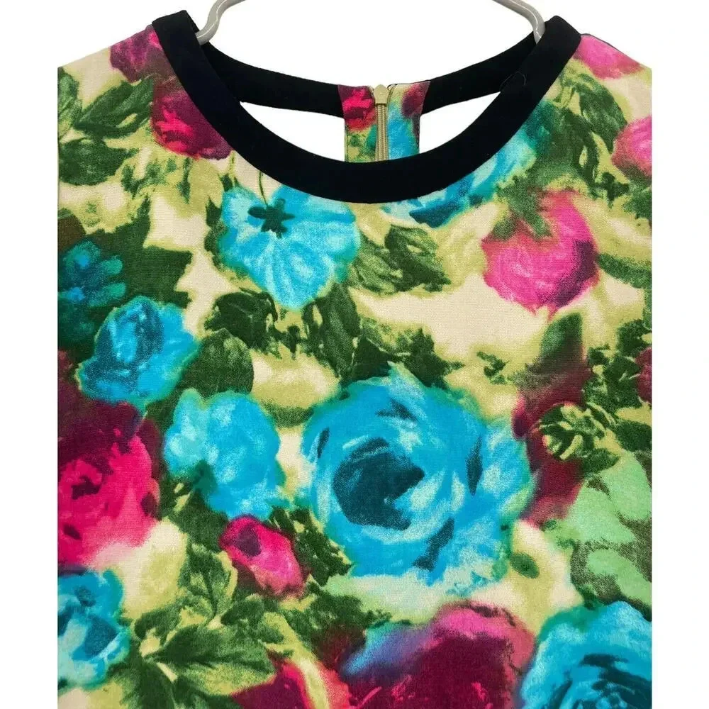 Sandro Floral Abstract Mini Shift Dress Size EU 2 US 4-6 Cut out Back zip - Picture 6 of 16